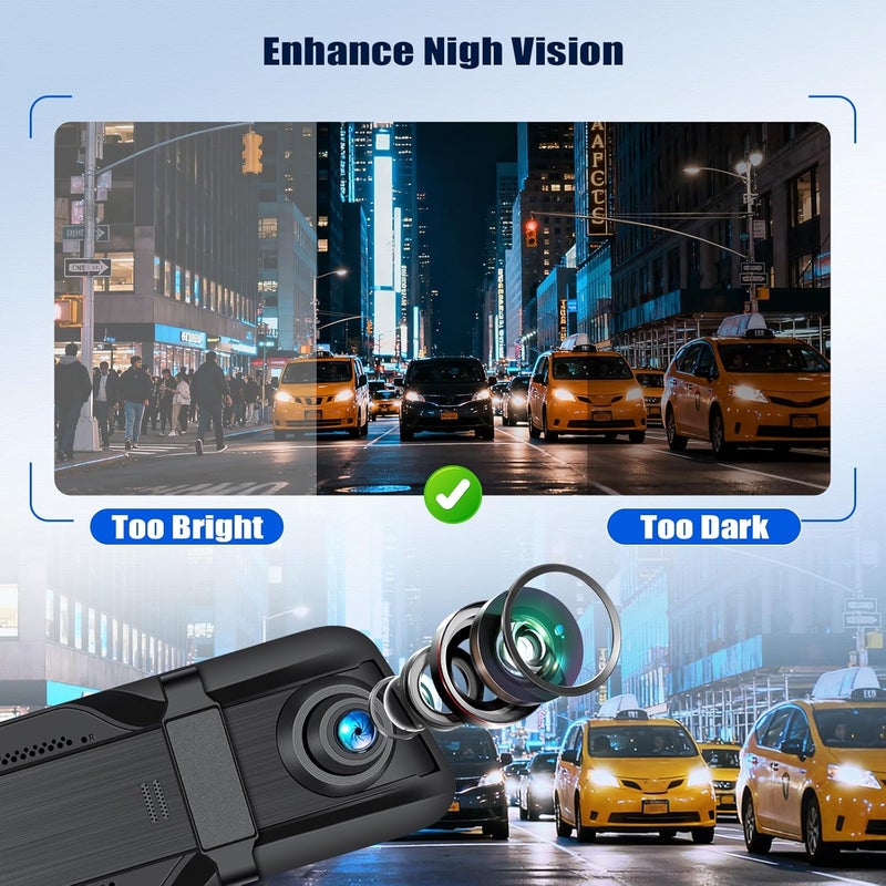 SIXTOP 4K Mirror Dash Cam, Front and Rear View Dual Cameras with 64G Card GPS BSD 9.66 inch HD Rear View Mirror Camera for Cars WiFi App Control Night Vision G Sensor Loop Recording Parking Monitoring - Image 2